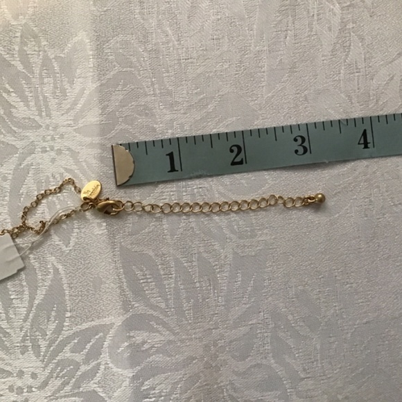 NWT Retired Lia Sophia “Waybridge” gold color necklace w/glittering enamel crest - Picture 10 of 12